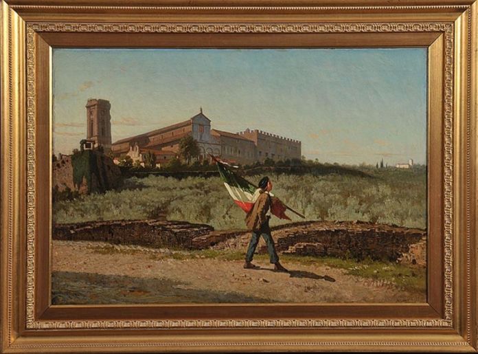 Francesco Saverio Altamura, La prima bandiera italiana portata a Firenze il 27 aprile 1859, 1859. Museo Nazionale del Risorgimento, Torino