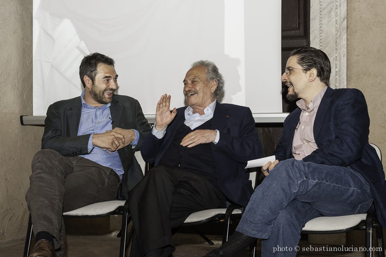 I Martedì Critici. Alberto Dambruoso, Jannis Kounellis e Guglielmo Gigliotti. Photo Sebastiano Luciano