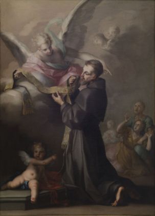 Ignazio Stern, Beato Andrea dei Conti di Segni e l’angelo, 1724 ca. Pinacoteca Civica – Rete Museale dei Sibillini, Sarnano