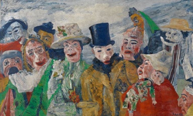 James Ensor, L'intrigo, 1890. Courtesy Royal Museum of Fine Arts, Antwerp © DACS 2016