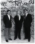 Peter Halley, Arthur C. Danto e Demetrio Paparoni. New York, novembre 1991. Photo Kevin Clarke