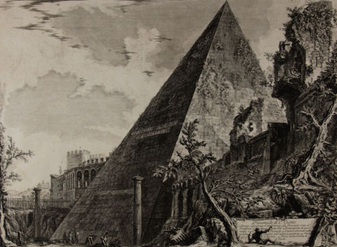 Giambattista Piranesi Piramide di Caio Cestio Acquaforte 45,5 x 57,3 Mostra Piranesi, Bassano