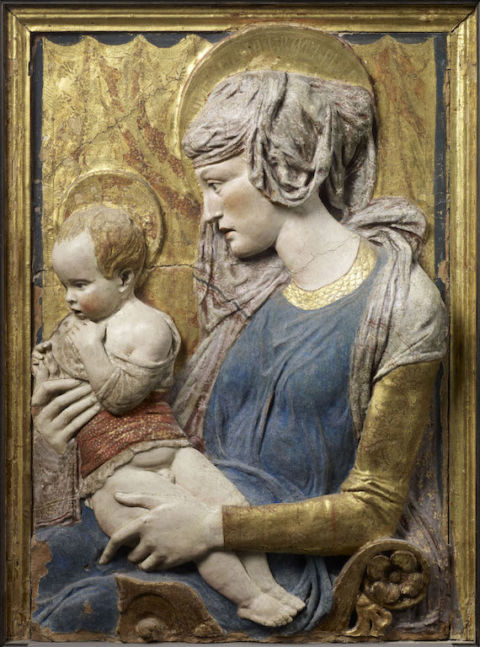 Donatello (Firenze, 1386 circa – 1466) Madonna col Bambino (Madonna Vettori) terracotta policroma e dorata 1440-1445 circa Parigi, Musée du Louvre, Mostra Terracotta del Rinascimento, Padova
