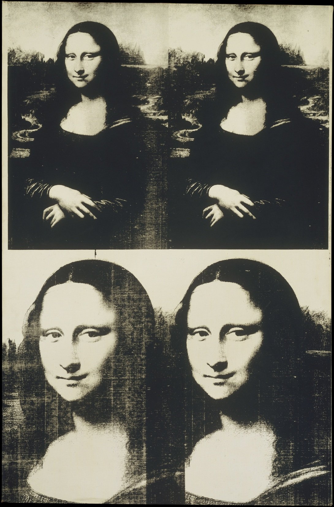 Andy Warhol, Mona Lisa, 1963. Acrylic and silkscreen on canvas. 44 x 29 in. The Metropolitan Museum of Art, New York © 2020 Andy Warhol Foundation for the Visual Arts, Inc. / Licensed by Artists Rights Society (ARS), New York.