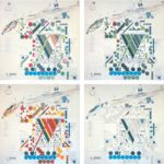 Cesare Leonardi & Franca Stagi, Progetto per Parco della Resistenza a Modena, 1969 70. Planimetrie del parco nelle quattro stagioni. Courtesy Archivio Architetto Cesare Leonardi