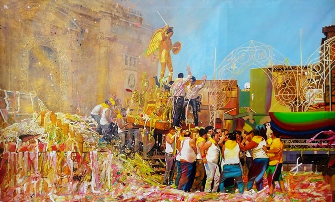 Francesco Lauretta, Le gratitudini, 2020, olio su tela, 110x183 cm