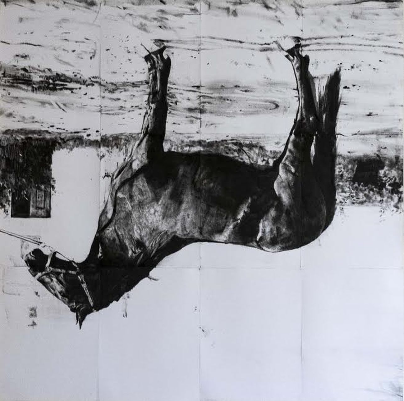 Giovanni Blanco, Senza titolo (cavallo), 2019, inchiostri calcografici su carta (monotipo), cm 195×196
