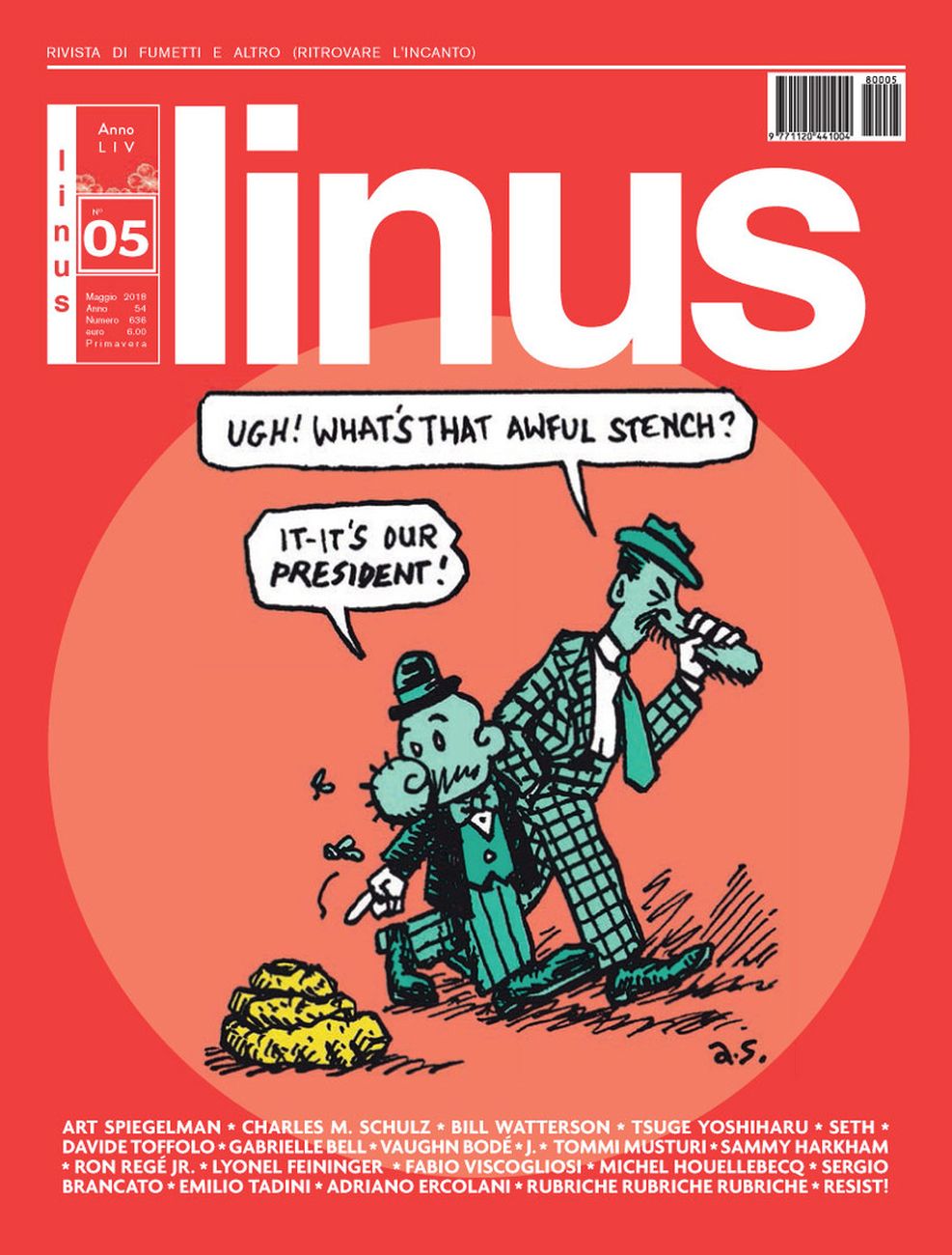 Linus Il numero di maggio 2018, con la copertina disegnata da Art Spiegelman