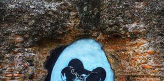 Lo stencil di Hogre al Parco degli Acquedotti di Roma nella foto apparsa sul profilo Instagram piuunicochequadraro