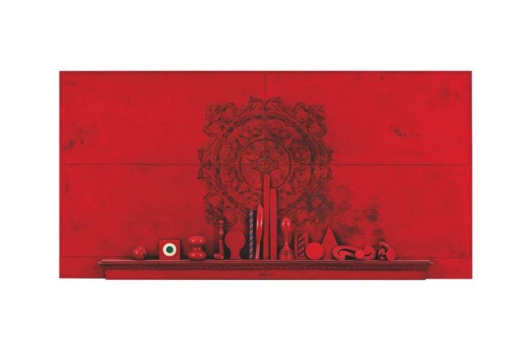 Lucio Del Pezzo, Rosso Veneziano, 1965, legno dipinto, 133x263x16 cm, Milano, collezione privata. Courtesy Fondazione Marconi, Milano. Photo Fabio Mantegna