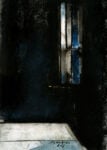 Tino Signorini Lo studio di sera 2013 creta nera tecnica mista cm. 40 x 28 L’opera al nero di Tino Signorini. Palermo dice addio al pittore della notte e della malinconia