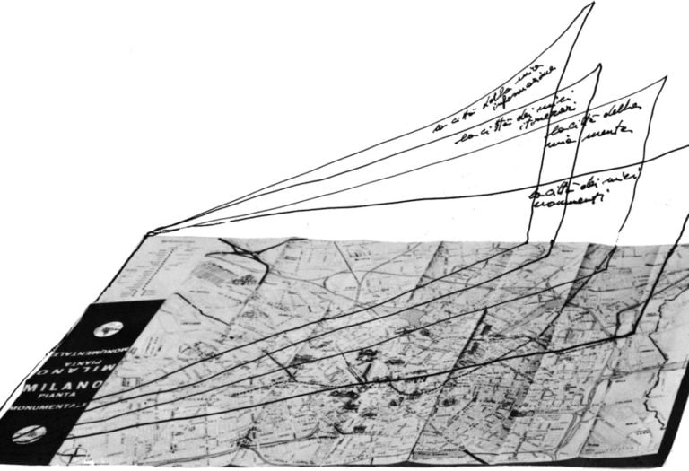 Ugo La Pietra con Lucio La Pietra, La riappropriazione della città. I tuoi itinerari, 1200x820 cm. Courtesy gli artisti