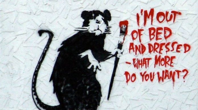 Uno dei celebri “rats” di Banksy, realizzato su un muro di Melrose Avenue a Los Angeles