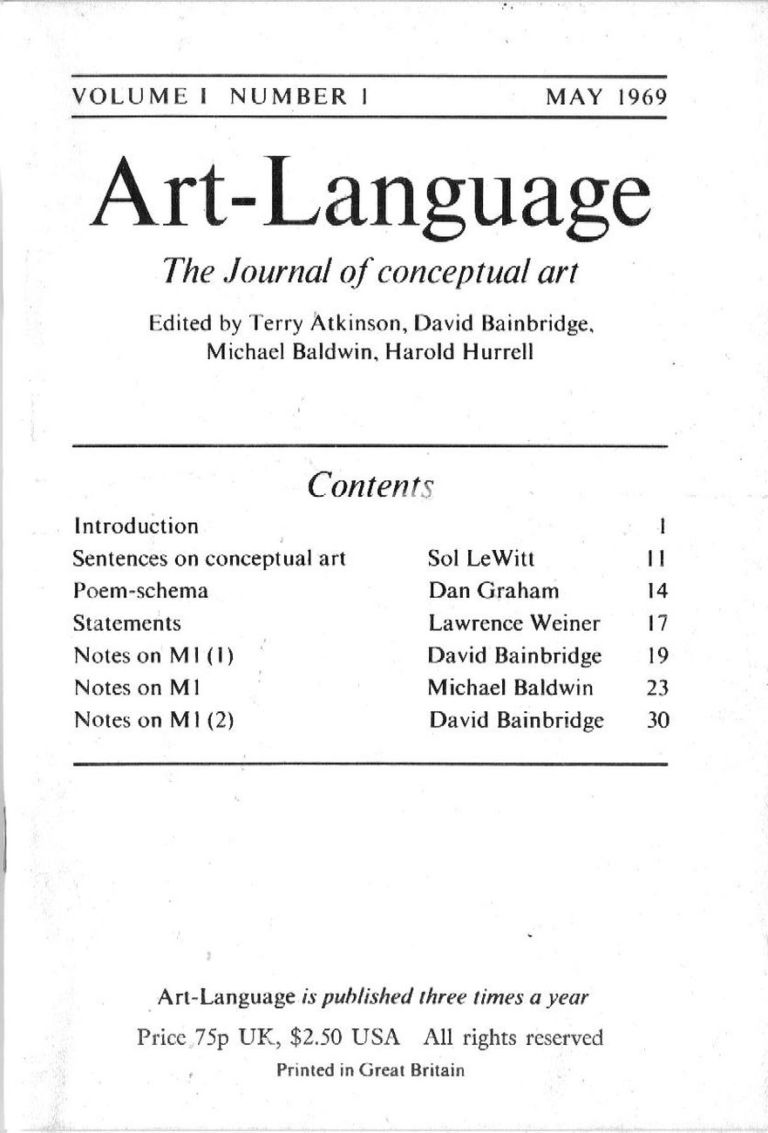Art Language, n. 1, vol. 1, 1969