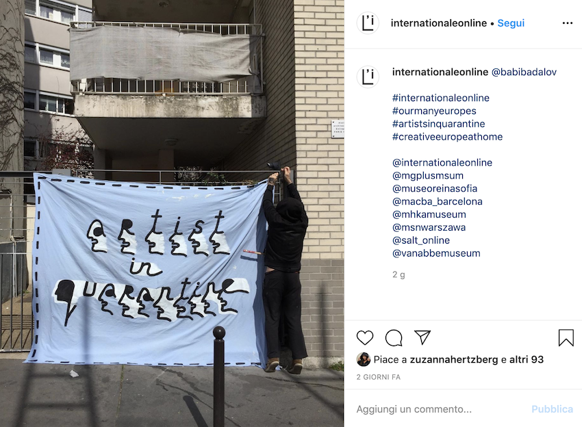 Artists in Quarantine - dal profilo Instagram @internationaleonline