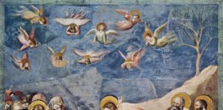 Giotto di Bondone, Compianto sul Cristo morto, 1303-05, affresco, cm 200x185. Cappella degli Scrovegni, Padova