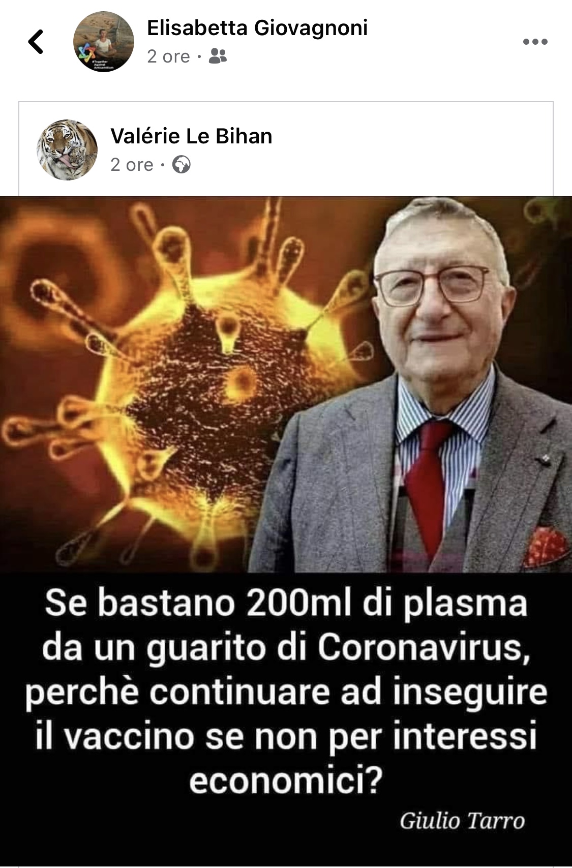 Post di Elisabetta Giovagnoni sul Coronavirus