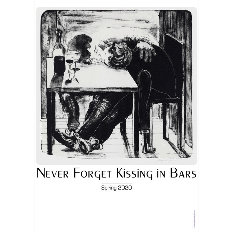 Nicole Eisenman per 2020solidarity Never Forget Kissing in Bars 2020 Poster d’artista per chi è in difficoltà. Due progetti solidali tra Milano e Berlino