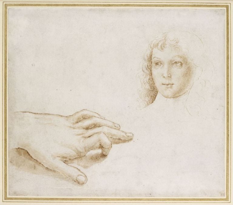 Raffaello, Studio di una mano e di un volto, 1497-99, pietra nera. Oxford, Ashmolean Museum © Ashmolean Museum, University of Oxford