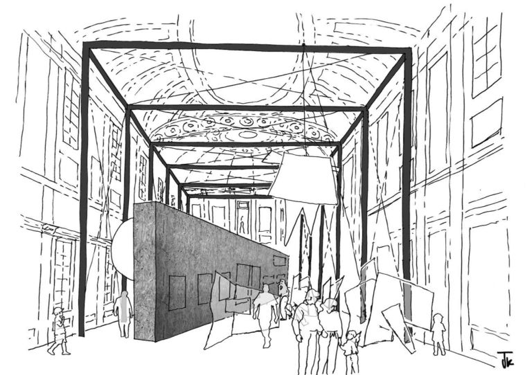 Sketch per la mostra di Emilio Vedova a Palazzo Reale di Milano, curata da Germano Celant © Junko Kirimoto