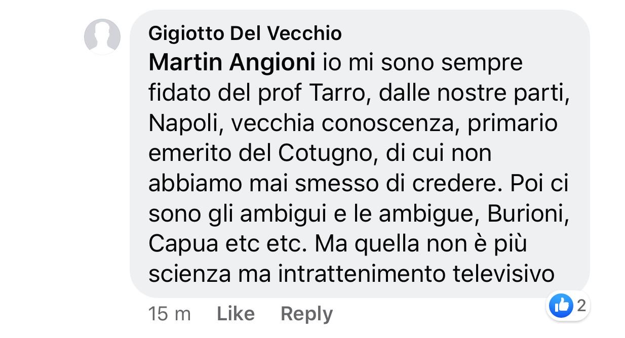 Post di Gigiotto Del Vecchio sul Coronavirus