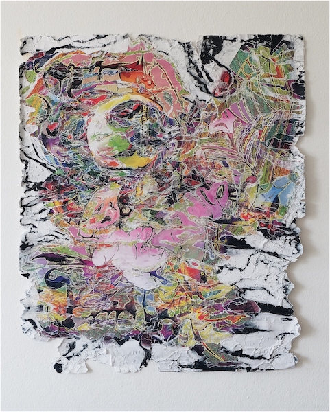 Pietro Agostoni, Pluffy, 2019, carta stampata, coccoina, 74 x 88 cm 