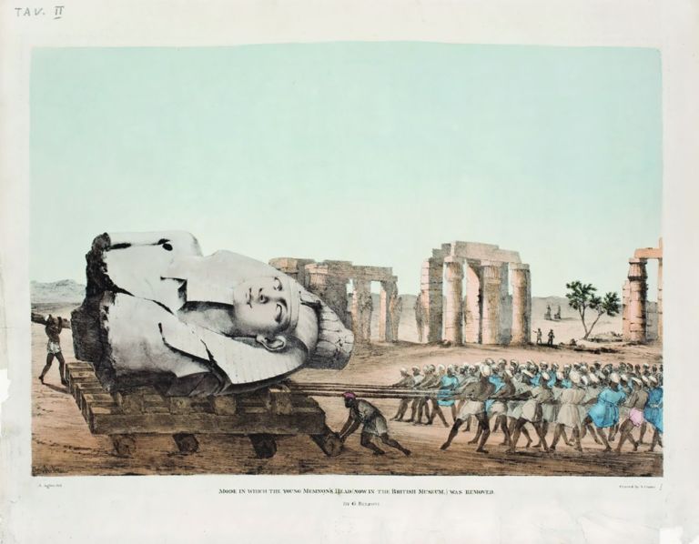 Agostino Aglio & N. Chater, Tavola II per il “Narrative” di Giovanni Battista Belzoni, litografia, John Murray, Londra 1820