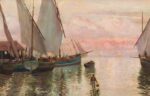 Attilio Pratella, Marina al tramonto, olio su tavola, cm 22,5x34,5. Courtesy Blindarte