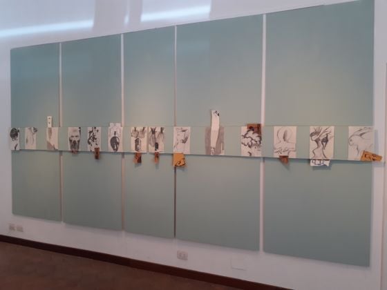 Enzo Cucchi. Il Re Mago, i Predicatori e gli Strampelli sabatali. Installation view at Simone Aleandri Arte Moderna, Roma 2020