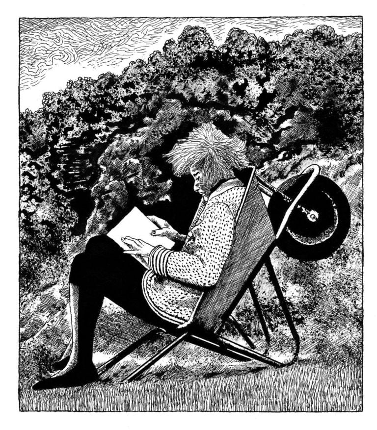 Frédéric Pajak, Femme assise. Illustrazione per Manifesto incerto, I (L'orma, Roma 2020)