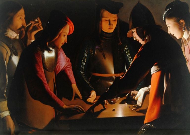 Georges de La Tour, I giocatori di dadi, 1651 ca. Olio su tela, 95,5 x 130,5 cm. Preston Park Museum and Grounds Stockton on Tees