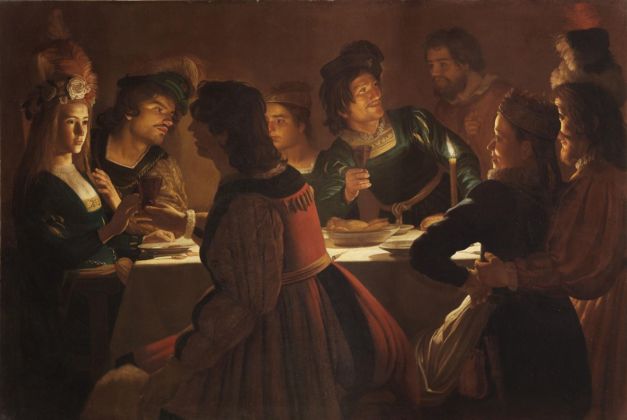 Gerrit van Honthorst, detto Gherardo delle Notti, Cena con sponsali, 1613-14. Olio su tela, 138 x 203. Gallerie degli Uffizi, Firenze