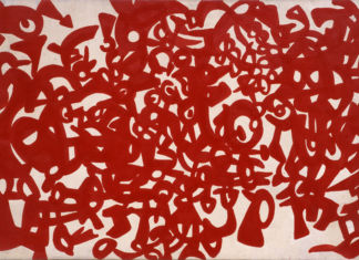 Carla Accardi, Rosso su bianco, caseina su tela, 1956, 64,5x98,5