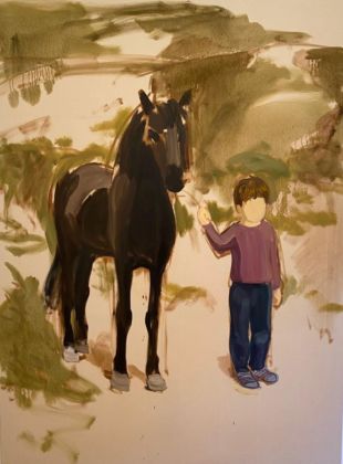 Gideon Rubin, Boy and Horse, 2019, courtesy Monica De Cardenas