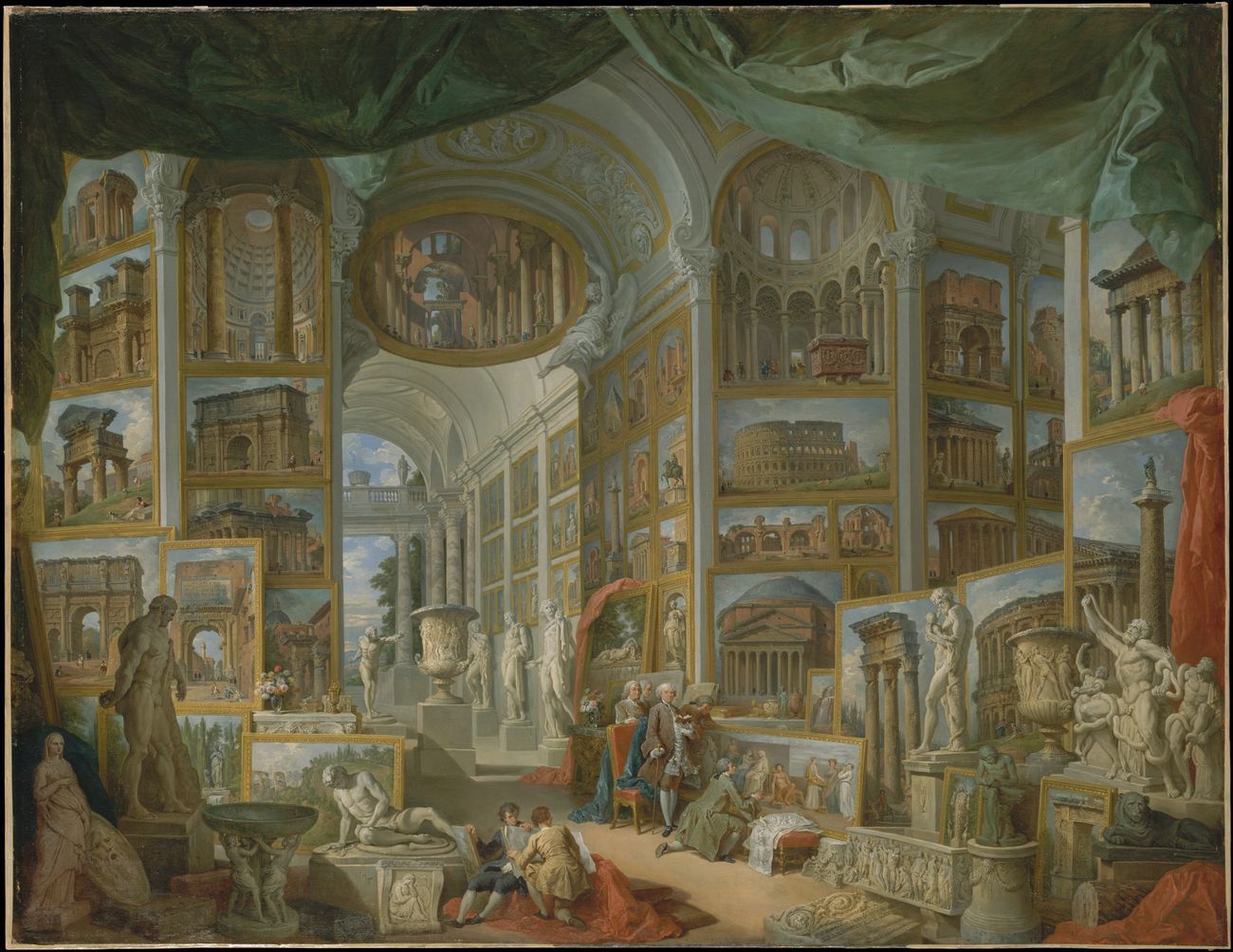 Giovanni Paolo Panini, Galleria immaginaria di vedute di Roma antica, 1757, olio su tela. New York, The Metropolitan Museum of Art