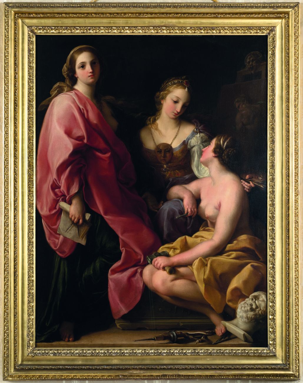 Pompeo Girolamo Batoni, Pittura, Scultura e Architettura, 1740, olio su tela. Rivoli, Collezione Fondazione Francesco Federico Cerruti per l’Arte