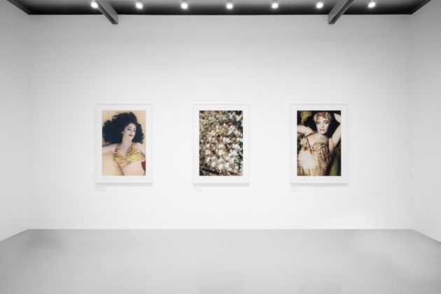 Youssef Nabil, Saved My Belly Dancer #XVII, 2015. Youssef Nabil Studio / Dreams about Cairo, 2008. Pinault Collection / Natacha with eyes closed, Cairo 2000. Youssef Nabil Studio. Installation View ‘Youssef Nabil. Once Upon a Dream’ at Palazzo Grassi, 2020 © Palazzo Grassi, photography Marco Cappelletti