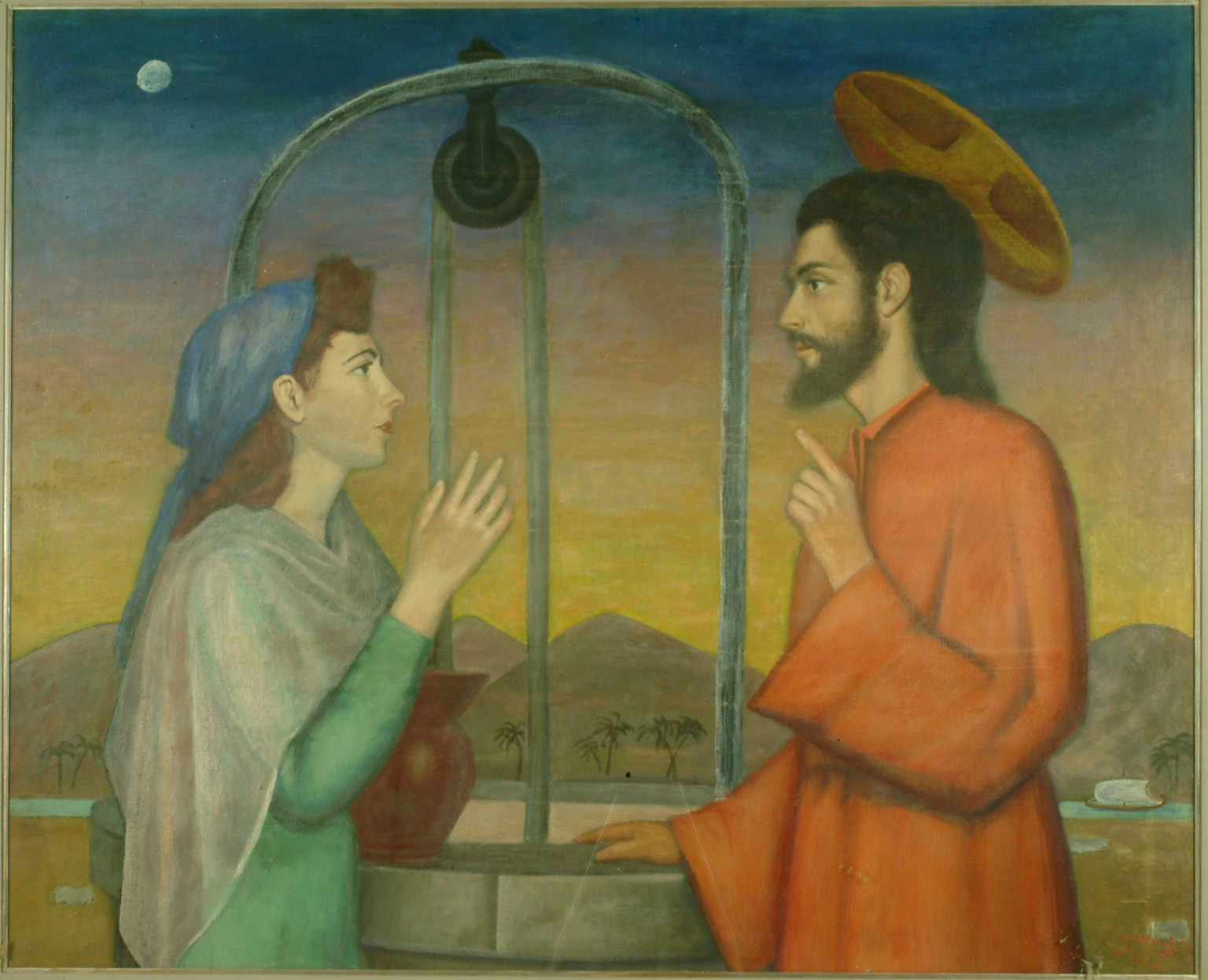 Speranza Francesco, Cristo e la Samaritana presso il pozzo, 1952, tempera su tavola