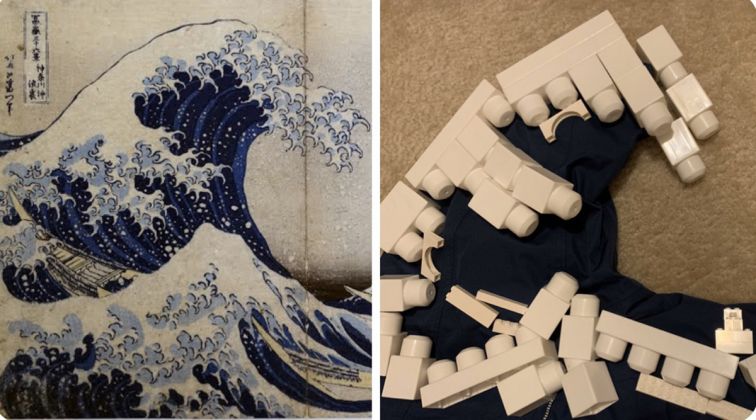 Katsushika Hokusai, Under the Wave off Kanagawa (The Great Wave), 1830–32; Re-creation: Andy Mizell