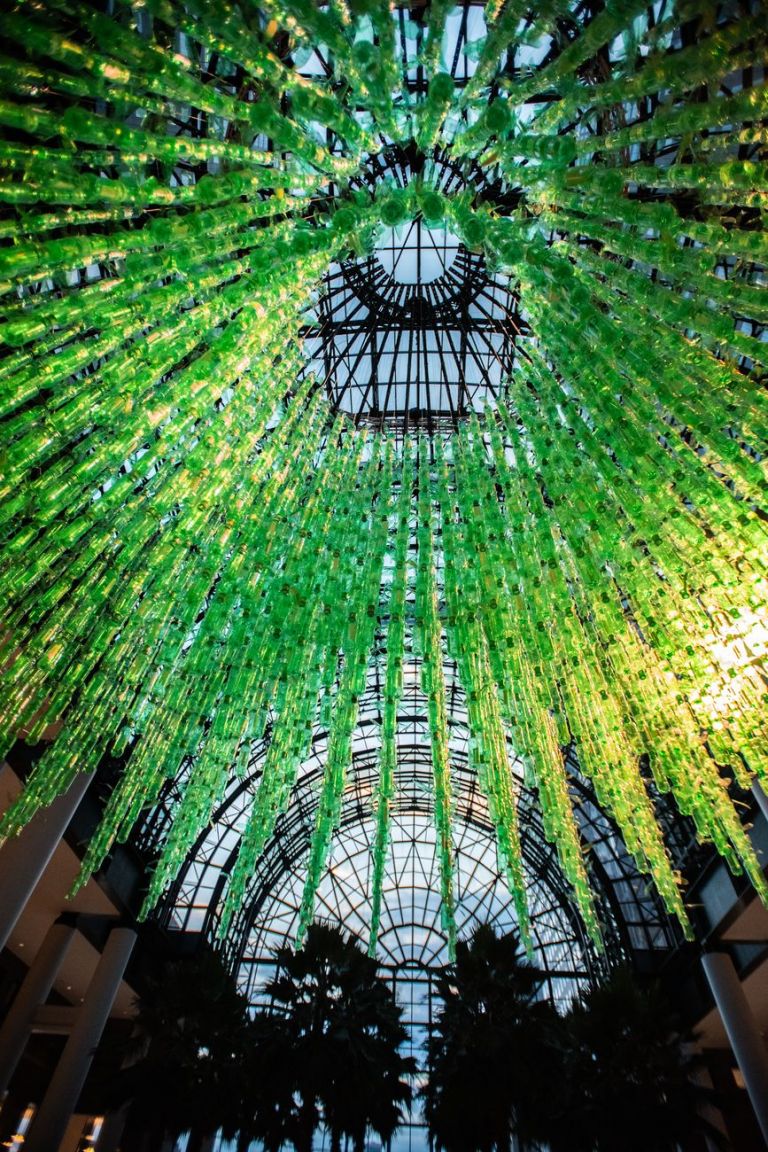 Jean Shin’s Floating MAiZE in the Winter Garden at Brookfield Place, co-presented by Arts Brookfield and Lower Manhattan Cultural Council (LMCC) as part of River To River 2020: Four Voices, photo credit: Ryan Muir, courtesy of Brookfield Place