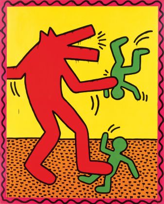 Keith Haring Untitled, 1982 Enamel and Day-Glo paint on metal, 229,8 x 183,8 cm Private collection, courtesy of Gladstone Gallery © Keith Haring Foundation