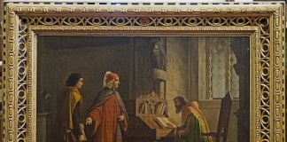 Mochi, Dante che presenta Giotto a Guido Novello da Polenta