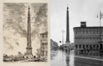 Giambattista Piranesi, Obelisco Egizio, incisione all’acquaforte Venezia, Fondazione Giorgio Cini, Gabinetto dei Disegni e delle Stampe Gabriele Basilico, Obelisco Egizio Lateranense e Palazzo del Laterano, stampa ai sali d’argento con trattamento al selenio, 2010 Milano, Archivio Gabriele Basilico