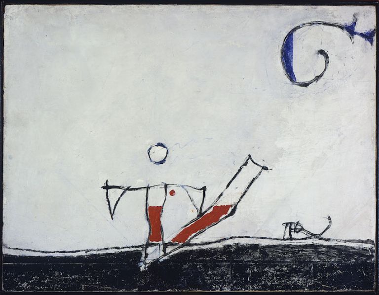 Osvaldo Licini, Composizione, 1950, olio su tavola, collezione privata, Milano