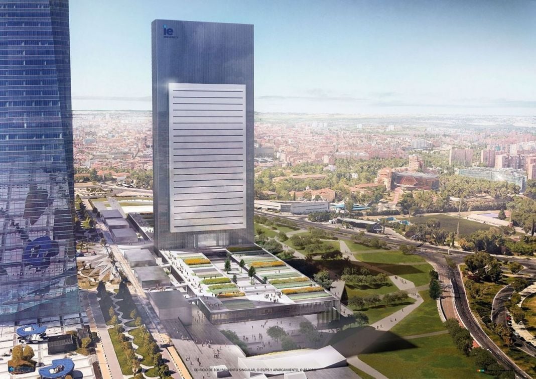 Render del nuovo IE Tower a Madrid. Courtesy IE School of Architecture and Design