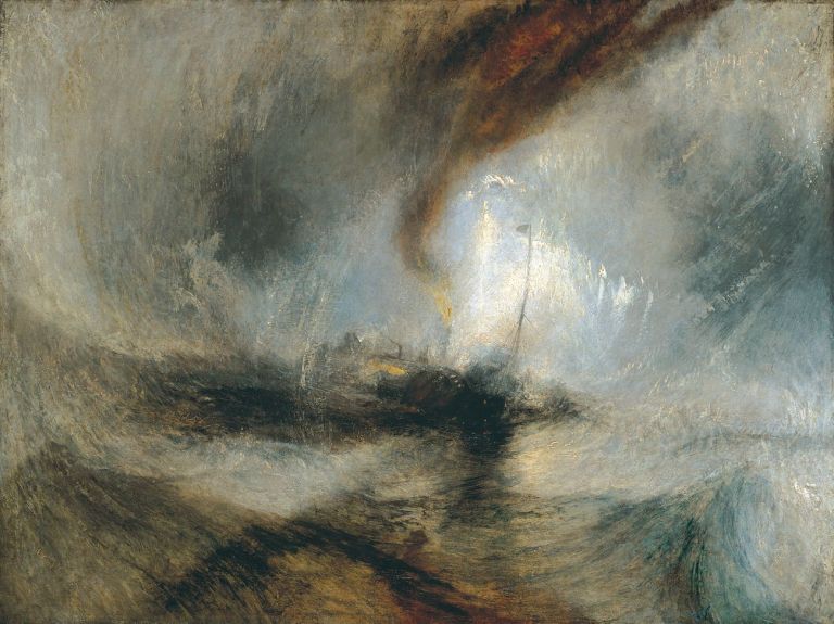 William Turner, Tempesta di neve. Battello a vapore al largo di Harbour's Mouth, 1842, olio su tela, 91×122 cm. Tate Britain, Londra