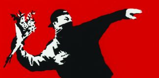 Banksy Love is in the air Flower trower
