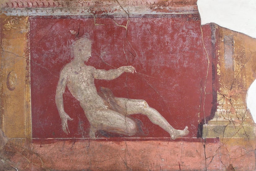 Affresco parietale con figura maschile Stabia, villa Arianna, I secolo d.C. © Ministero per i beni e le attività culturali e per il turismo / Parco Archeologico di Pompei