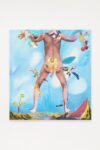 Alessandro Pessoli, Scarecrow in Daddy Field, 2019, olio, pittura spray, pastelli a olio, pastelli su tela, 160x145 cm. Courtesy Nino Mier Gallery