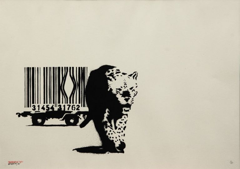 Banksy, Barcode, 2004, serigrafia su carta. Artrust